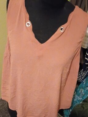torrid Rose Pink V-Neck Tank with Eyelet Detail